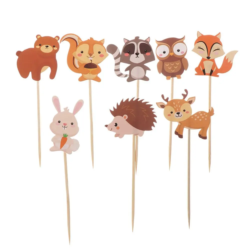 Woodland Animal Paper Cake Toppers for Birthday Party Decorations