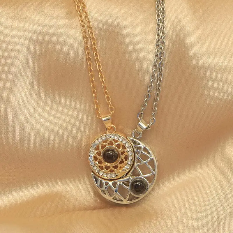 100 Languages I Love You Necklace Projection Pendant Sun And Moon