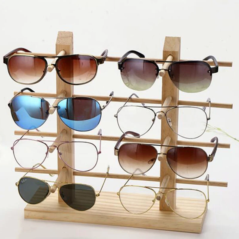 

New Sun Glasses Eyeglasses Wood Display Stands Shelf Glasses Display Show Holder Rack 4 Sizes Options Organzier Rack Bracket
