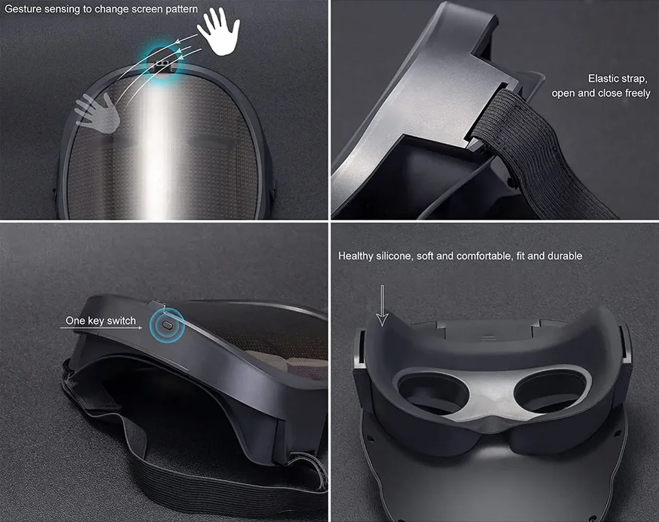 Masque LED Intégral Bluetooth - Animation Programmable (application Pour Smartphone) | Cool Mania