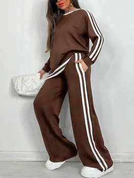 2025 Women's Sweat Suit Spring Autumn New Leisure Clothing Fashion Elegant Tops T-shirt Pants 2 Two Piece Set For Women 1