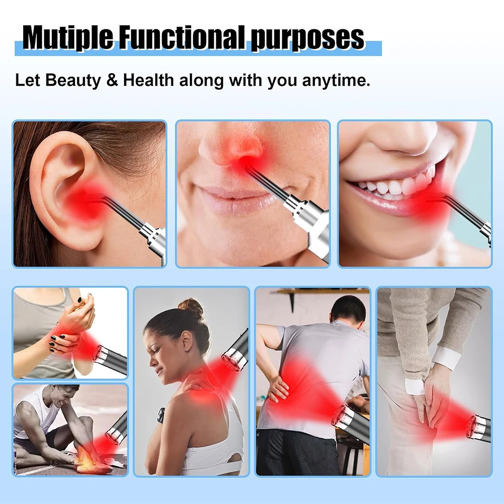 Infrared Therapy Lamp Red Light Therapy Device for Cold Sore Canker Sore Lips Nose Ear Joint Pain with Removable Tip
