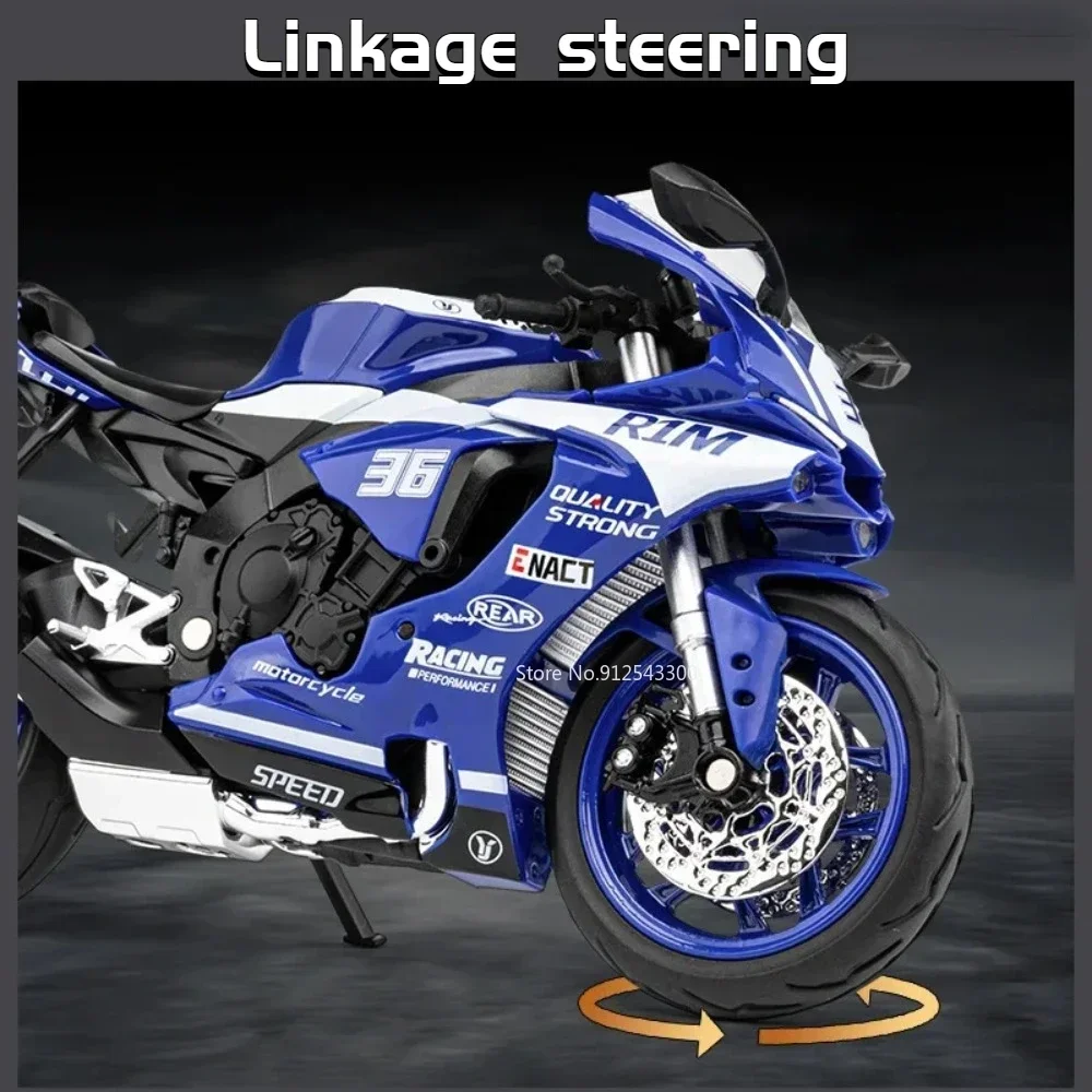 1/12 Yamaha R1M Toy Motorcycle Model Alloy Diecast with Shock Absorption Simulation Scale Motorcycle Model Toys for Kids Gifts 3