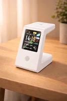 Horloge météo WiFi, charge sans fil pour montres - horloge de table numérique intelligente, affichage météo en temps réel, commande tactile 4