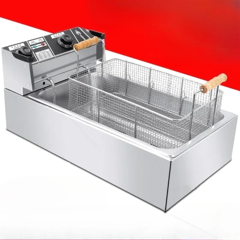 220V Imported Materials Fryers Commercial Household French Fries Deep-fried Dough Sticks Timing Single Double Cylinders 6