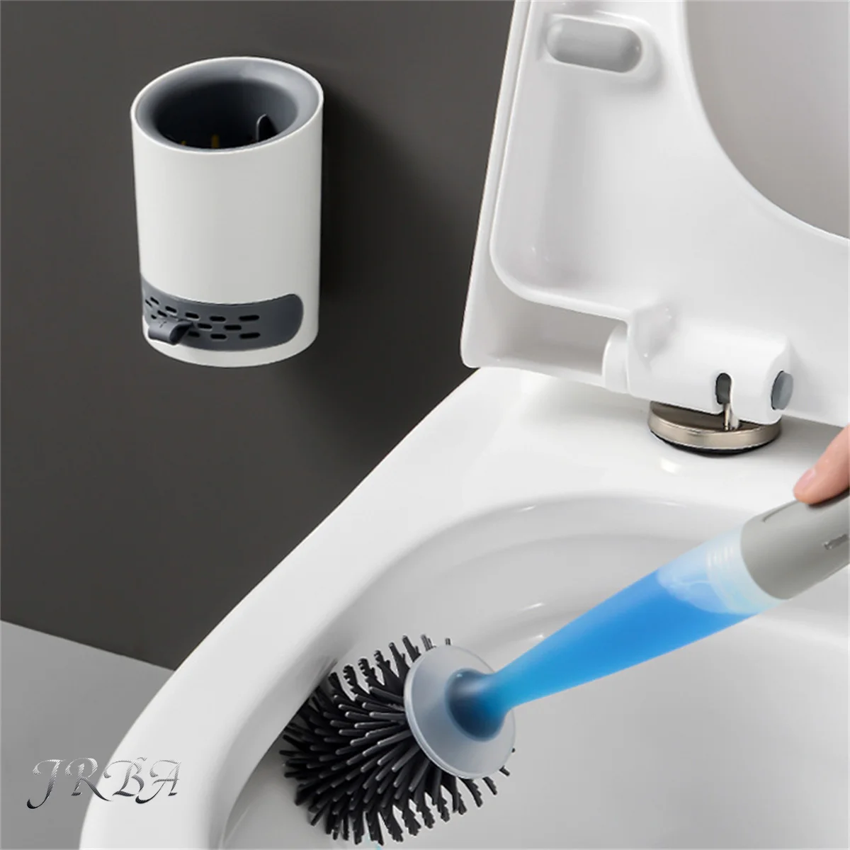 Detergent Refillable Toilet Brush Set Wall-Mounted with Holder plastics TPR Brush for Corner Cleaning Tools Bathroom Accessories 2