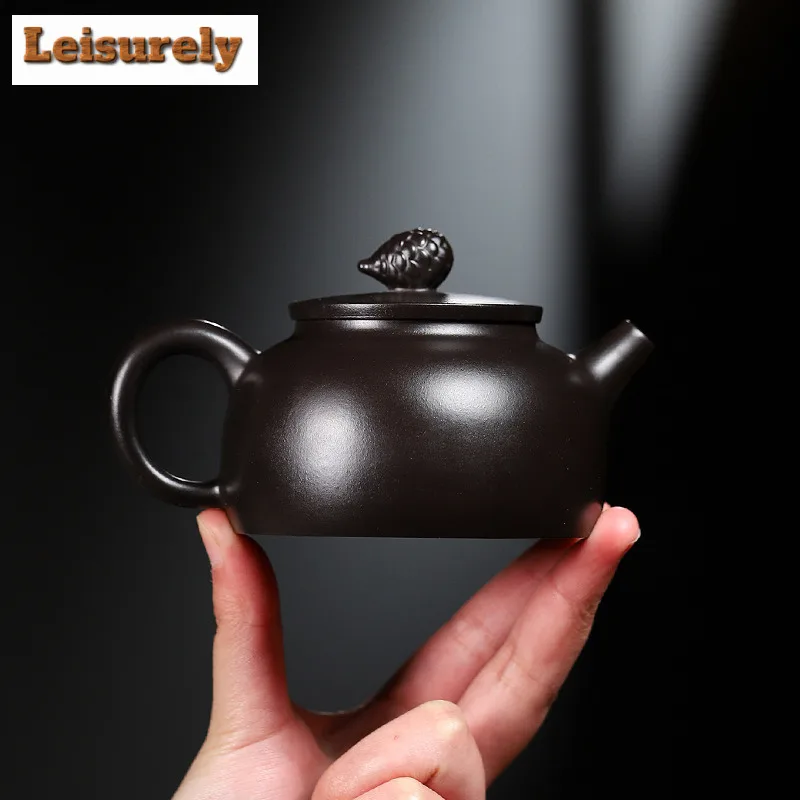 190ml Yixing Purple Clay Teapot Handmade Pine Cone Pot Raw Ore Dahongpao Reducing Roasting Mud Kettle With Strainer Zisha Teaset