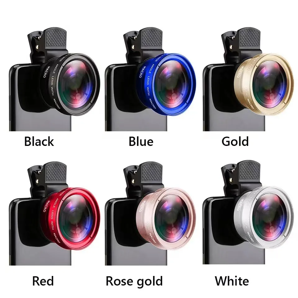 2 In 1 Mobile Phone Lens 0.45X 49mmUV Wide Angle Len 12.5x Macro HD Camera Lens For IPhone Huawei Xiaomi Samsung With Phone Clip