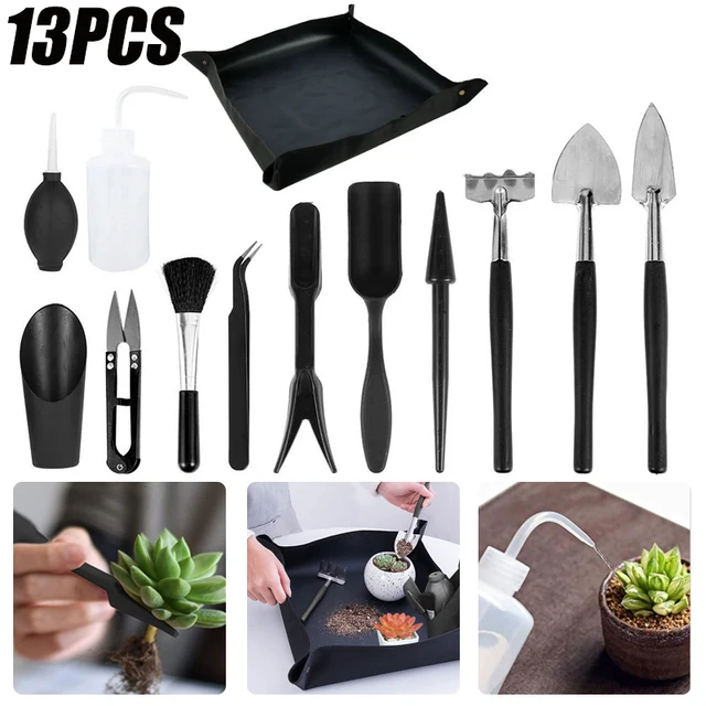 13 db Zamatos Növények Szerszámok Beállított Mini Kerti Kézátültetés Miniatűr Virág Bonsai Beltéri Kültéri Ellátásához