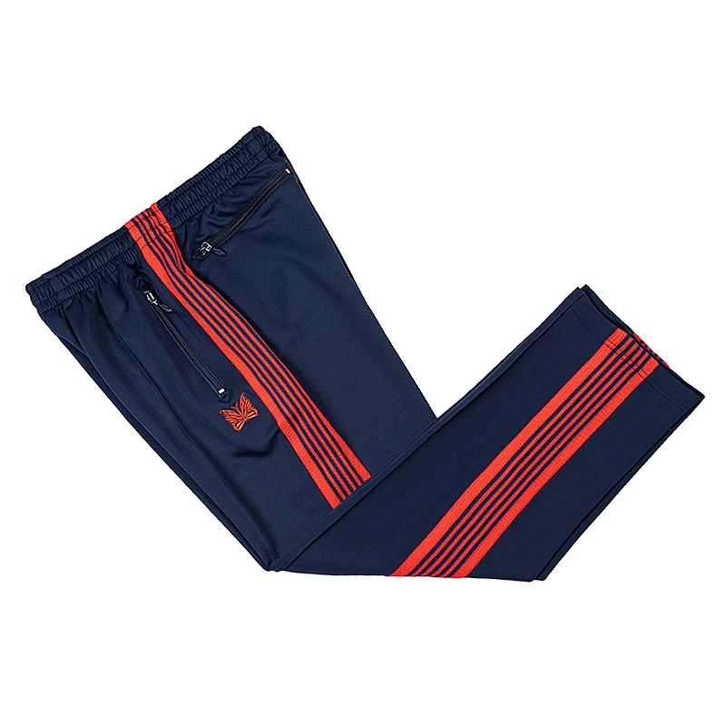 

New Fasion 2023fw Needles Pants Men Women Multicolor Stripes Awge Track Pants Embroidered Butterfly Logo Trousers Hip Hop Pant