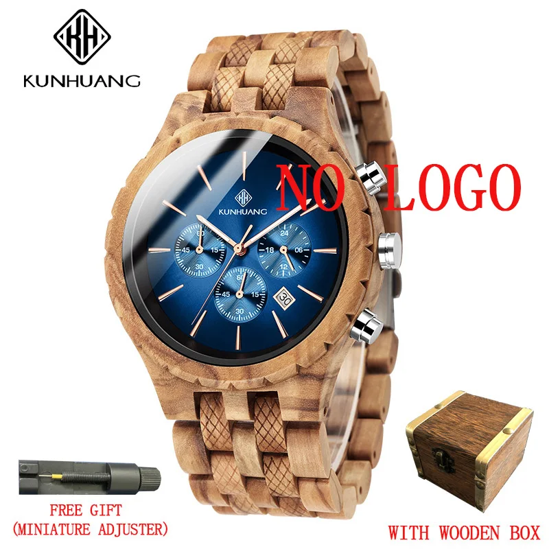 Men Watch Men's Wood Man Quartz Wristwatches Luminous Male Watch Chronograph Personalized Custom Logo Carved Watch Relogio 2