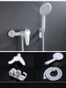 White Shower Faucet Brass Mixer Wall Mounted Single Handle Bathroom Mixer Tap ABS Hand Shower 5