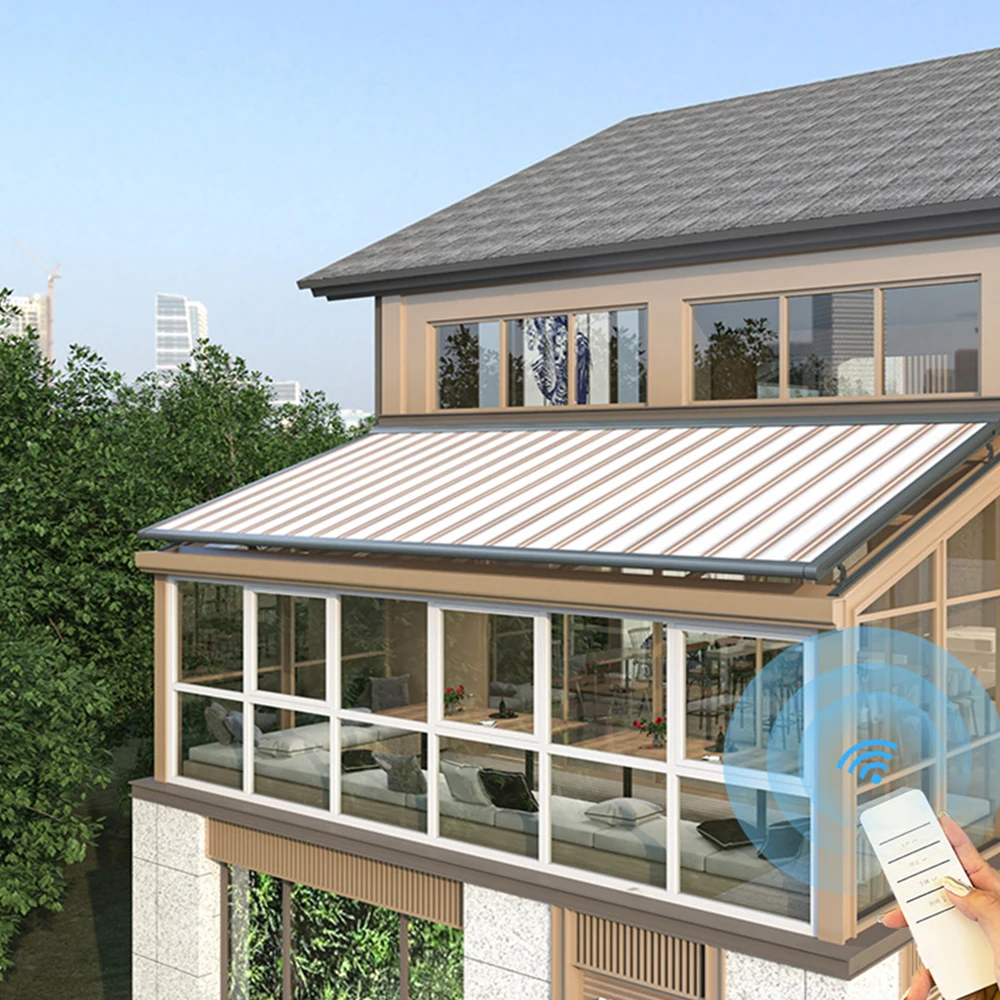 Custom Outdoor sunshade electric awning retractable roof awning ...