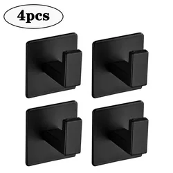 Strong Adhesive Multi-Purpose Wall Hooks for Home and Bathroom Use (4pc-Black)