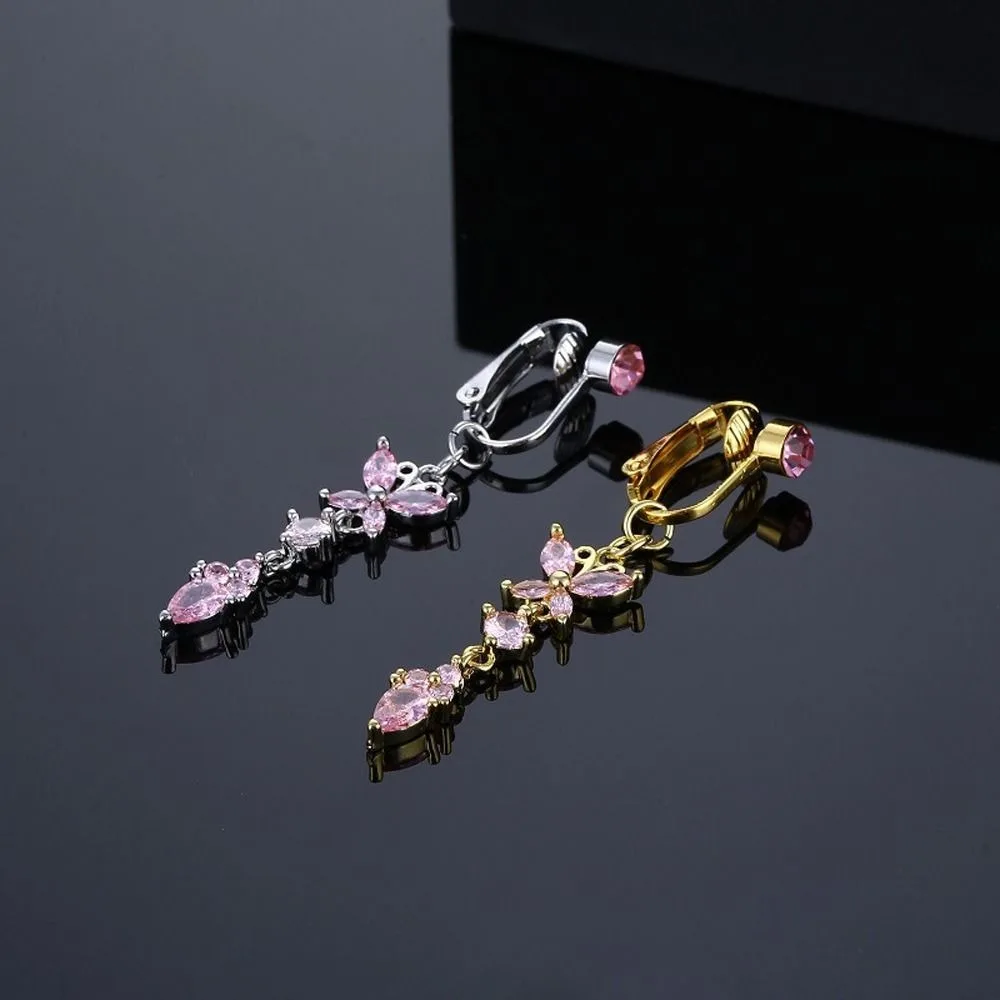 Fake Belly Piercing Faux Fake Belly Butterfly Heart Clip On Umbilical Navel Pircing Moon Star Leaves Cartilage Earring Clip