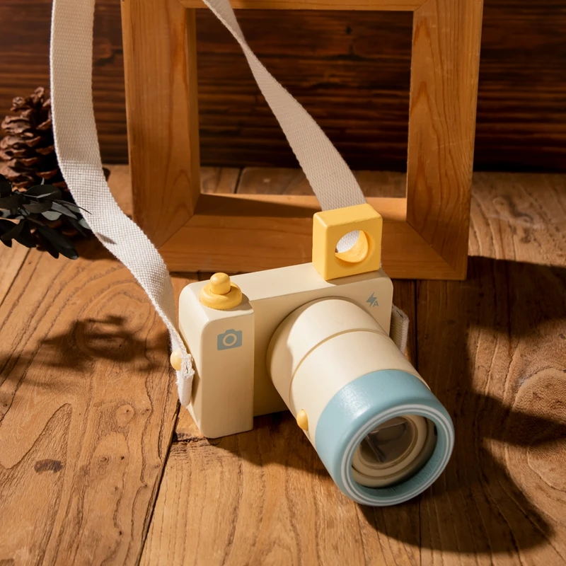 Baby Kaleidoscope Camera Toys Wooden Educational Toys for Kids Baby Montessori Cognitive Camera Model Cute Accessories