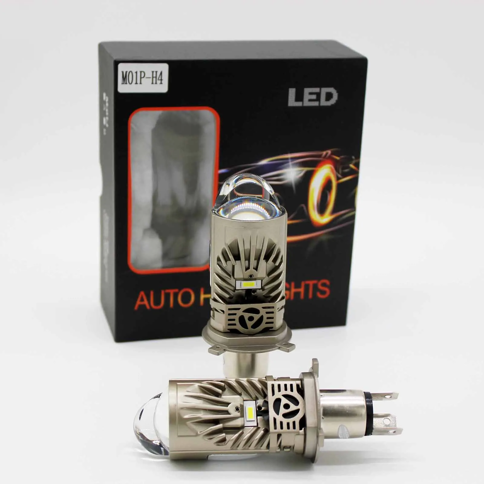 화이트 캔버스 LED 헤드라이트 전구, 매우 밝은 하이 로우 빔, 2x H4, 6000K 13000LM