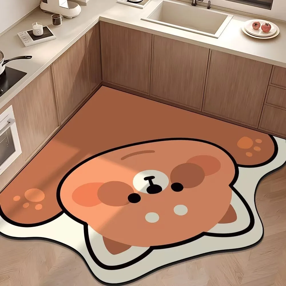Floor Mat VIKAMA Cartoon Cute Animal Diatom Mud Door Mat Bathroom Mat Toilet Absorbent Non-Slip Quick Dry Floor Home Decoration