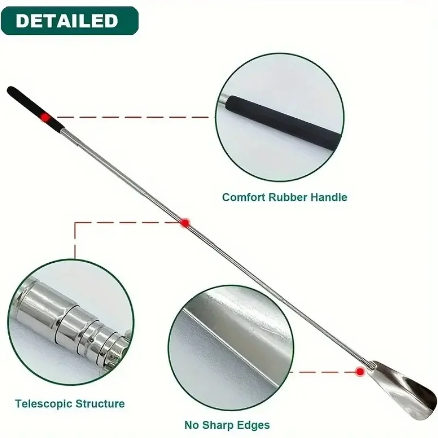 1PC retractable stainless steel elderly shoe puller, shoe assistant, suitable for both men and women , schoenlepel, shoe horn 2