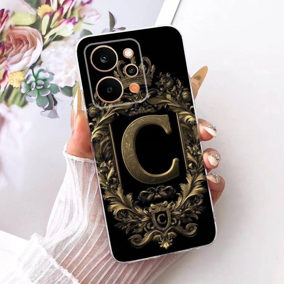Retro Initial Letters Silicone Phone Case - Soft Protective Cover