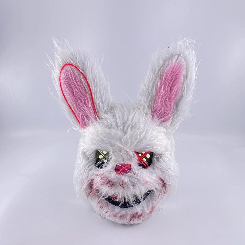 Illuminez effrayant Masque Halloween Led Lumineux Horreur Tueur Bunny  Masque Party Accessoires Brillant Bloody Rabbit Mask Festival Décoration