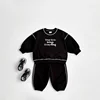 Spring Autumn Kids Clothes Girls Set Korean Fashion Letter Embroidery Hoodies Sweatshirts+Sweat Pants Children Boys Clothing Set 3