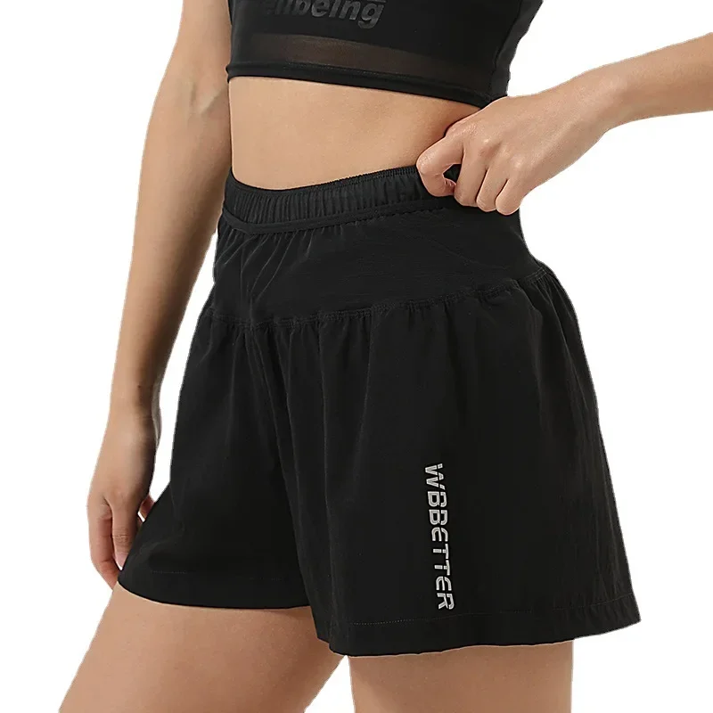Multi-Pocket Fitness Shorts Loose-Fit With Safety Pants Casual Pants Waist Back Zipper Pocket Women's Moisture Absorbent R