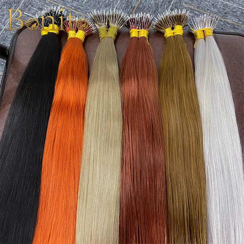 Straight Nano Ring Human Hair Extension Keratin Capsule Micro Ring Hair Extensions Nanoring Natural Fusion Remy
