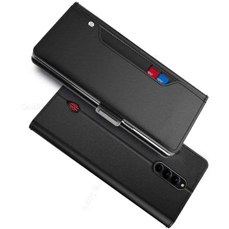 For ZTE nubia Red Magic 8 Pro 5G Leather Flip Kickstand Phone Case For Nubia Red Magic 8 Pro Funda Mirror Card Slot Wallet Cover