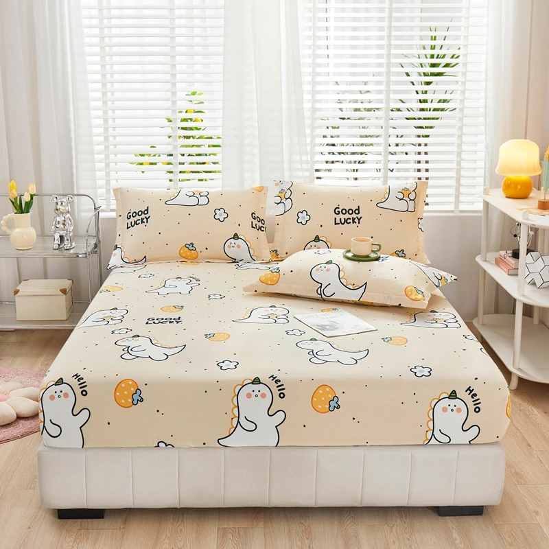 Cartoon Style Fitted Sheet Pure Cotton Bed Sheets Adults Kids Room Mattress Cover Printed Bed Linen 매트리스커버 (No Pillowcase) 4