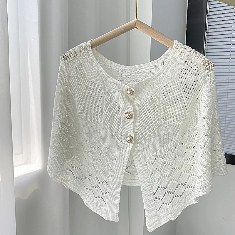 

Summer Hollow Shirt Detachable Collar Shawl for Women Shirt Fake Collar Shoulder Wraps Cape Girls Casual Removable False Collar