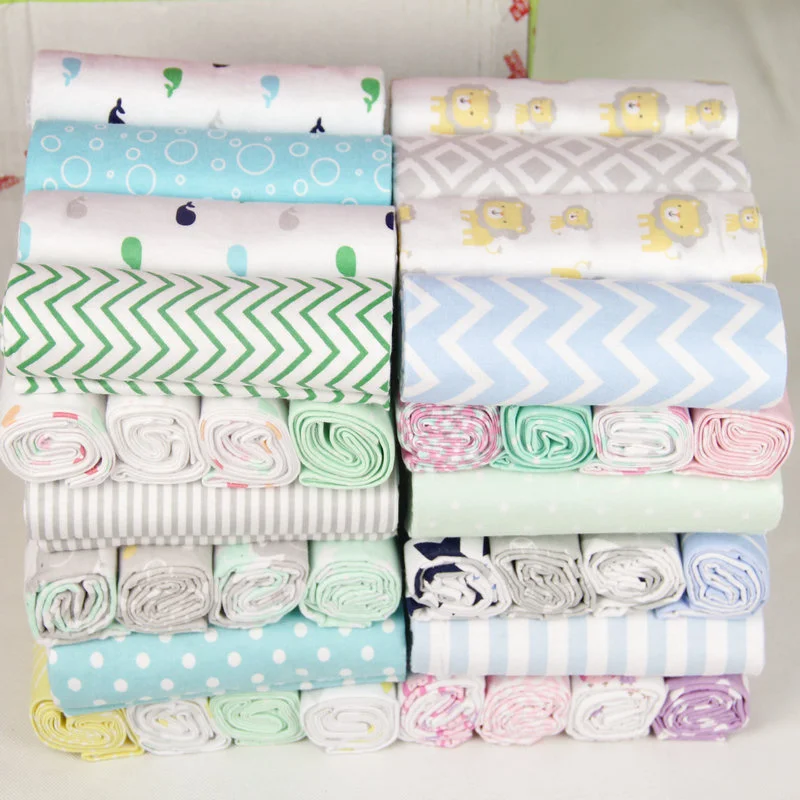 

4 Pieces/batch of Plain Weave Cotton Flannel Baby Soft Newborn Blanket Baby Diaper Baby Wrap Stroller Cover Game Mat