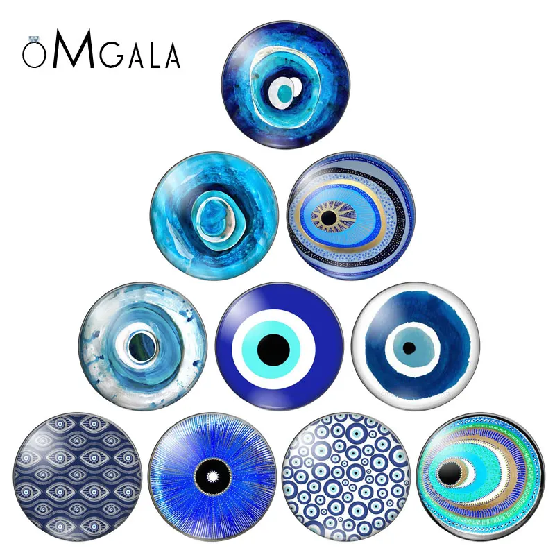 패션 블루 컬러 악마의 눈 10 개 12mm/18mm/20mm/25mm, 라운드 사진 유리..