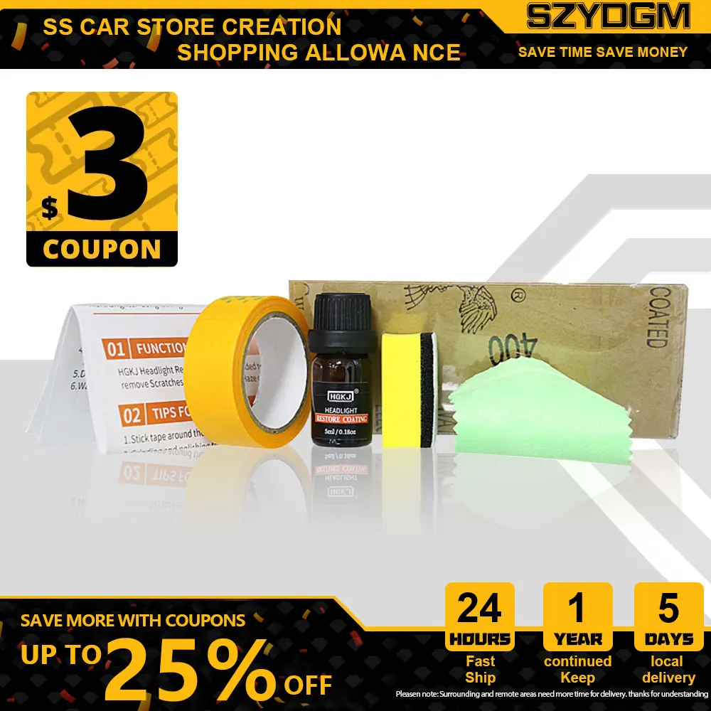 HGKJ DIY Headlight Restoration Polishing Kits Headlamp Clean Paste Systems Car Care Wash Head Lamps Brightener Refurbish Repair