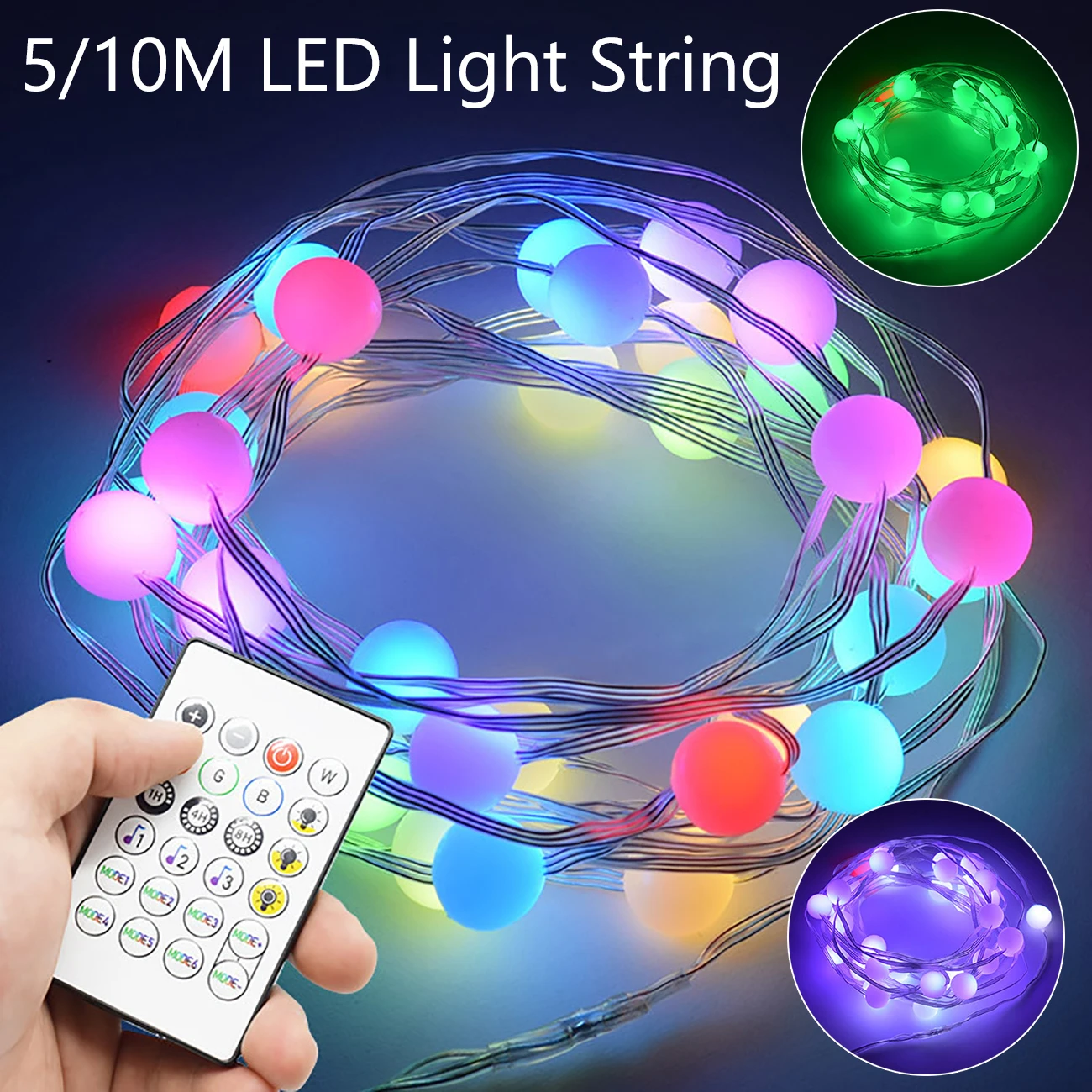 

5/10m LED Light String Waterproof Decoration Light String Garden Yard Fairy String Light Music Sound Control Light String