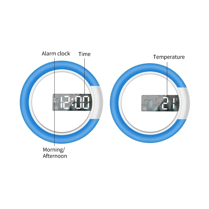 USB 3D Wall Clock with Night Light Digital Table Clock Alarm Mirror Hollow Lamp for Home Living Room Decor