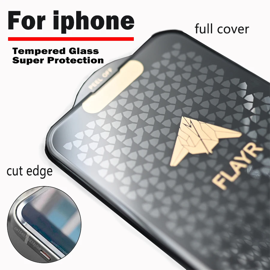

For iphone 15 14 Plus 13 Pro Max Cut Edge Luxury Tempered Glass Screen Protector For iphone 12 11 X Xr Xs Pro Max Film