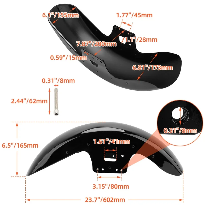 BID4ZE Gonna parafango anteriore Per Harley Touring e Tri Glide 2014-2023 FLSCT Ultra Classic FLHT FLTR