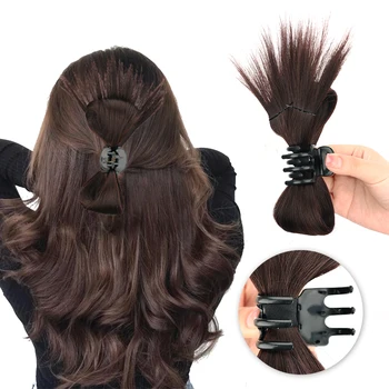 Panini per capelli disordinati sintetici Tousled Updo chignon artiglio Clip pollo piuma volano testa parrucchino per le donne accessori per capelli