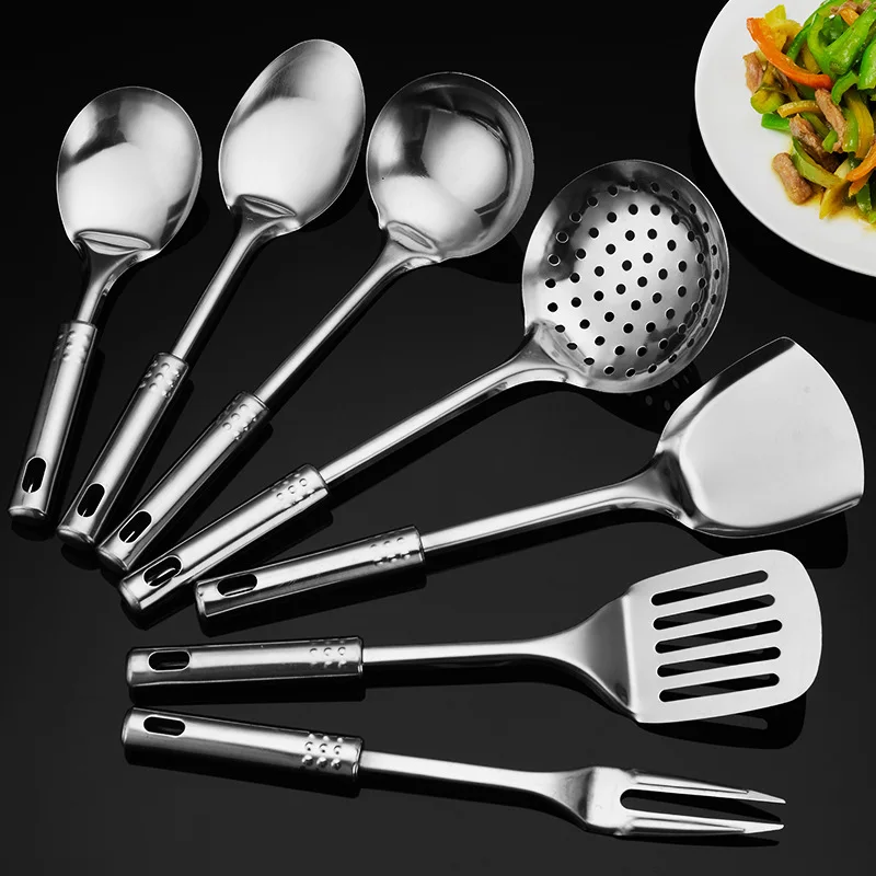 Stainless Steel Cooking Tools Set Spatula Shovel Colander Pots Rice Soup Spoon Kitchenware Accessories Kitchen Utensils Cookware