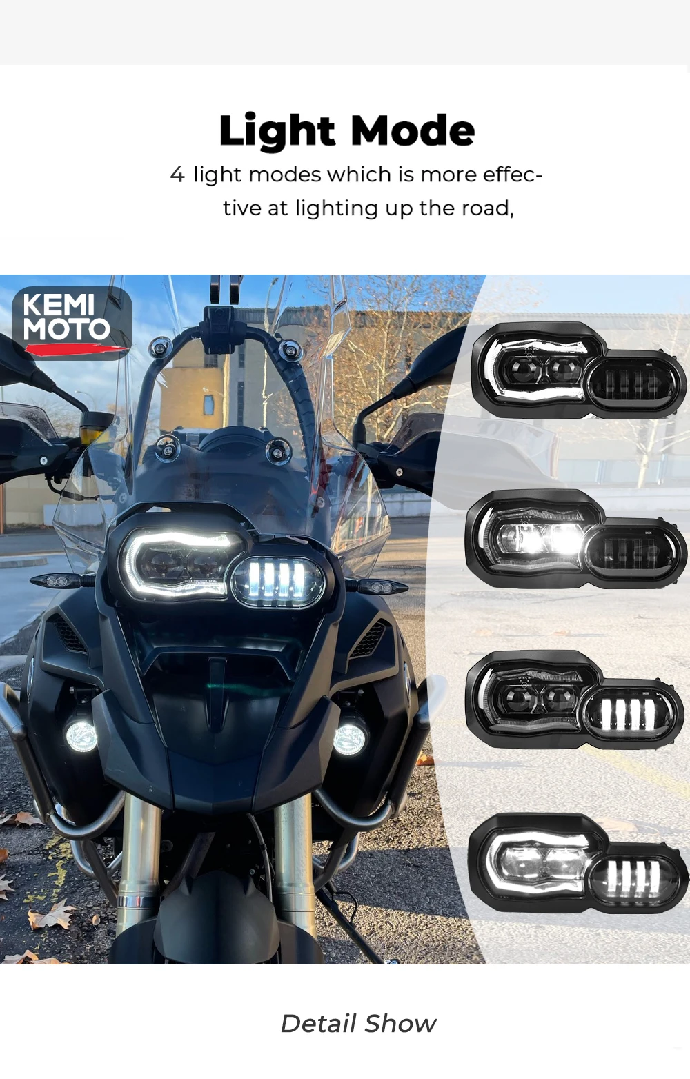 KEMIMOTO E-Mark-zugelassene Scheinwerfer für BMW F800GS ADV F800R F650GS F700GS Motorradbeleuchtung, komplette LED-Scheinwerfer-Baugruppe – Detail 5