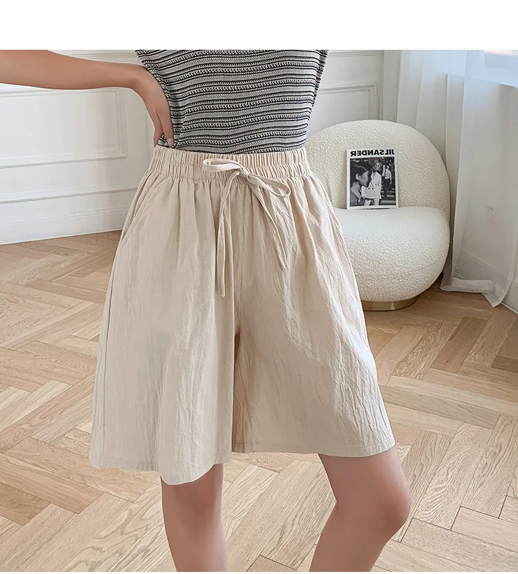 Cotton Linen Shorts Woman Basic Short Pants Mini Trousers Trafic Fashion High Waist Bottom for Women Summer Plus Size X168 linen shorts