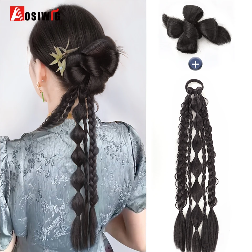

AOSI синтетические пузырьки, искусственные шиньоны в старинном стиле, удлинители волос, Новый китайский стиль, для женщин и девушек