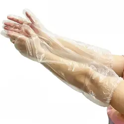 Pack of 10 Waterproof Transparent Plastic Long Gloves - Thickened Disposable Hand Sleeves for Multifunctional Cleaning (Clear)