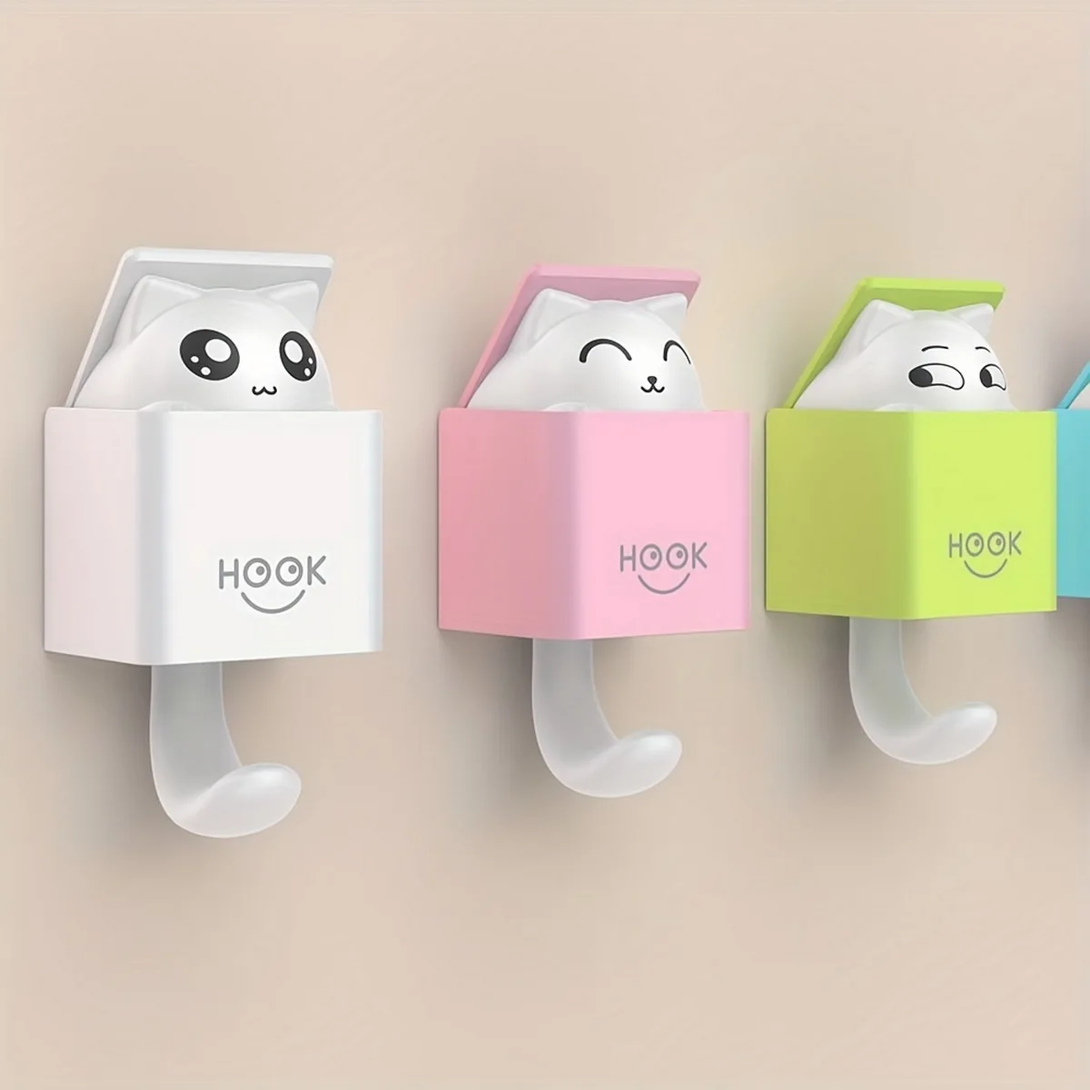 قطعة واحدة من خطاف القط الإبداعي، سعة 4.5 رطل، خطاف لاصق قوي مقاوم للماء خالٍ من اللكمات لتعليق الأشياء الثقيلة، خطاف حائط