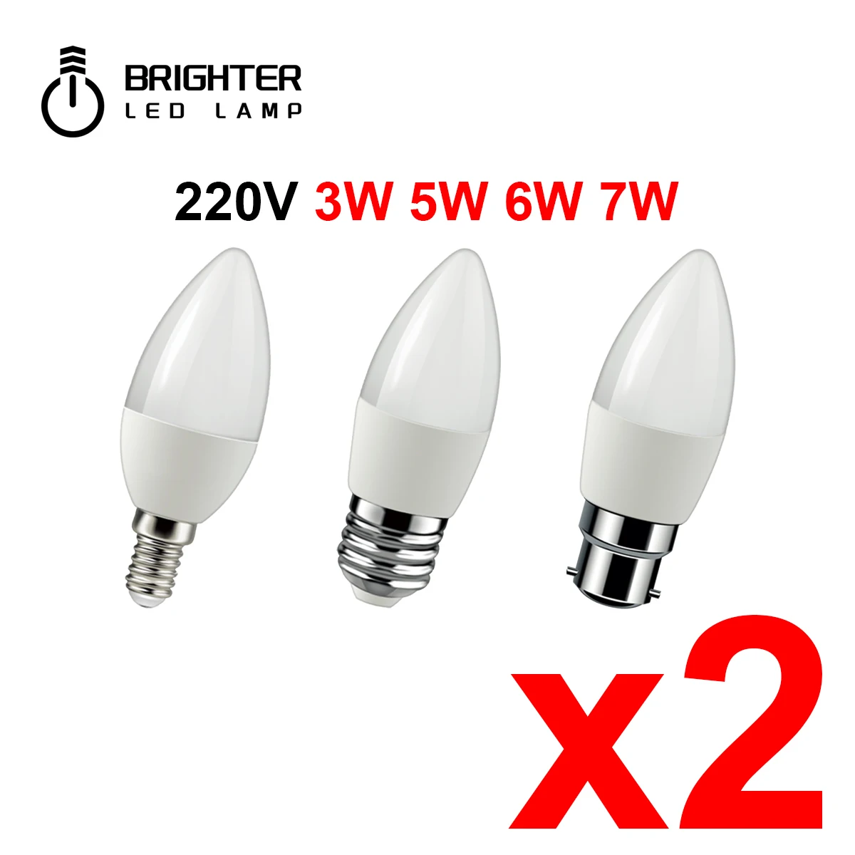 

2PCS Led Candle Bulb C37 3W 5W 6W 7W E14 E27 B22 AC220v-240v 3000K 4000K 6000k For Home Decoration Lamp