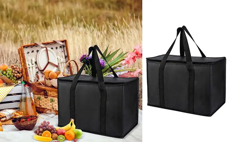 

Large Capacity Insulated Bags For Foods Foldable Reusable Soft Cooler Bag Lightweight Hot Cold Takeout Heavy Duty Large bag