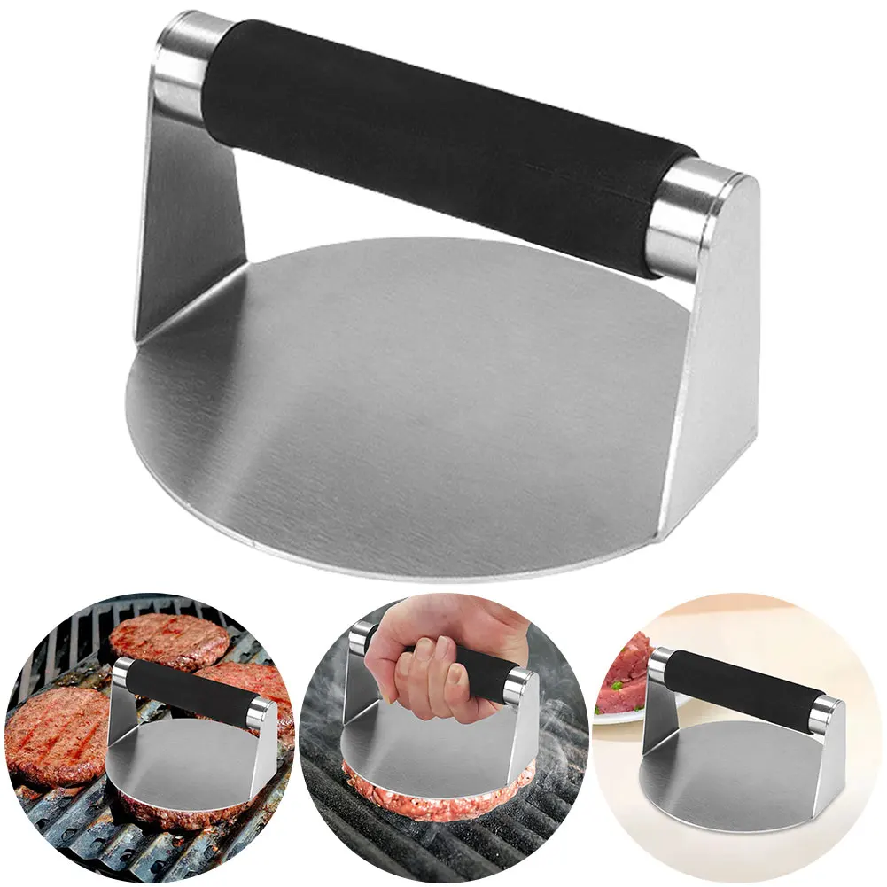 JNXHON Stainless Steel Burger Press & Garlic Press With Silicone Handle - Kitchen Gadget In Blue