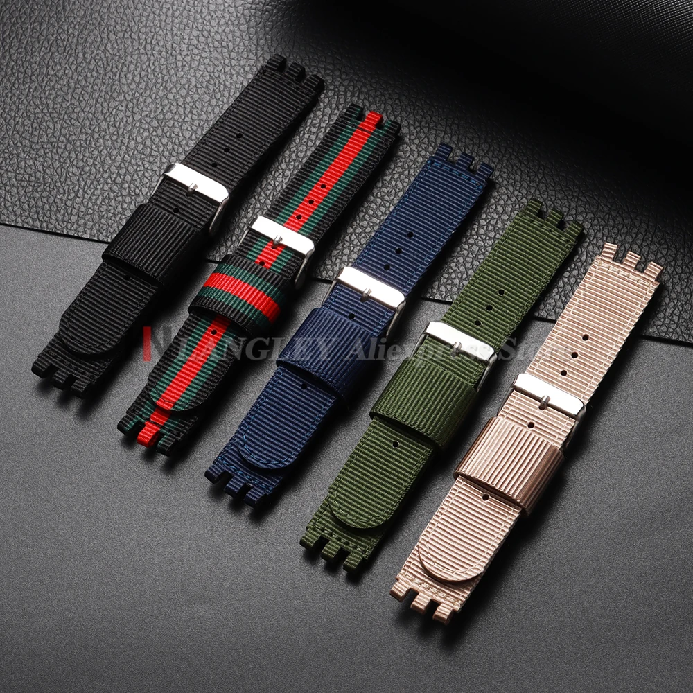 Green & Black Sport Nylon Watchband - Fabric Weave Wristband Replacement