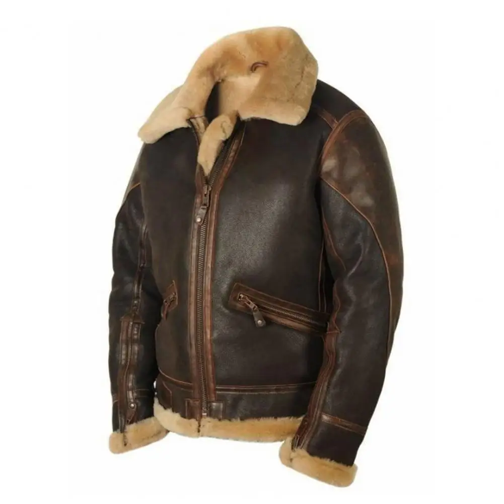 Men Coat Plush Zipper Closure Long Sleeve Turndown Collar Autumn Winter Coldproof Jacket Outwear for Daily Wear